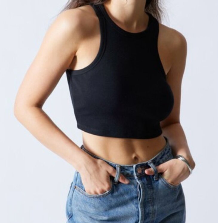 Ribbed High Neck Cropped Tank