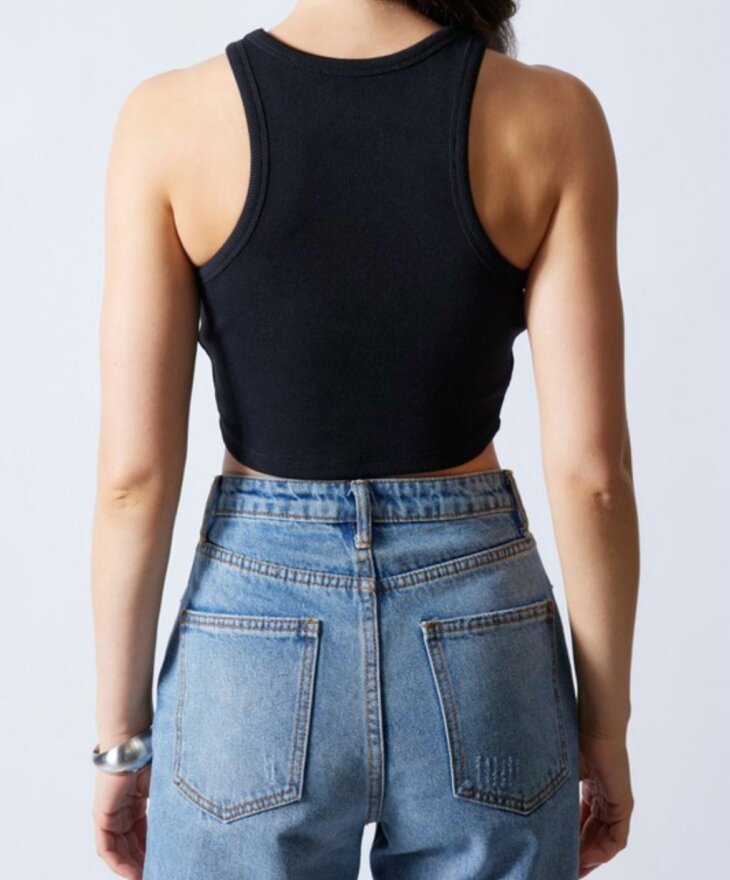Ribbed High Neck Cropped Tank - Image 3