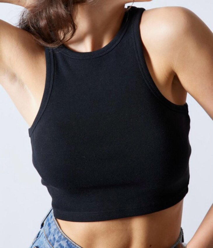Ribbed High Neck Cropped Tank - Image 2
