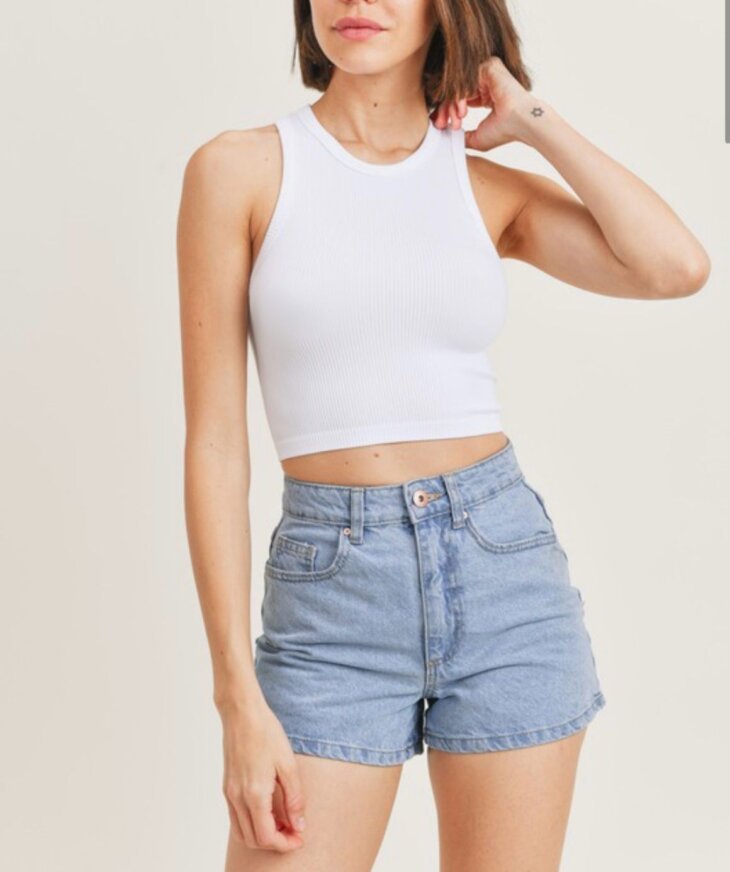 Cropped High Neck Tank