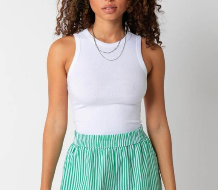 Full Length Ribbed High Neck Tank
