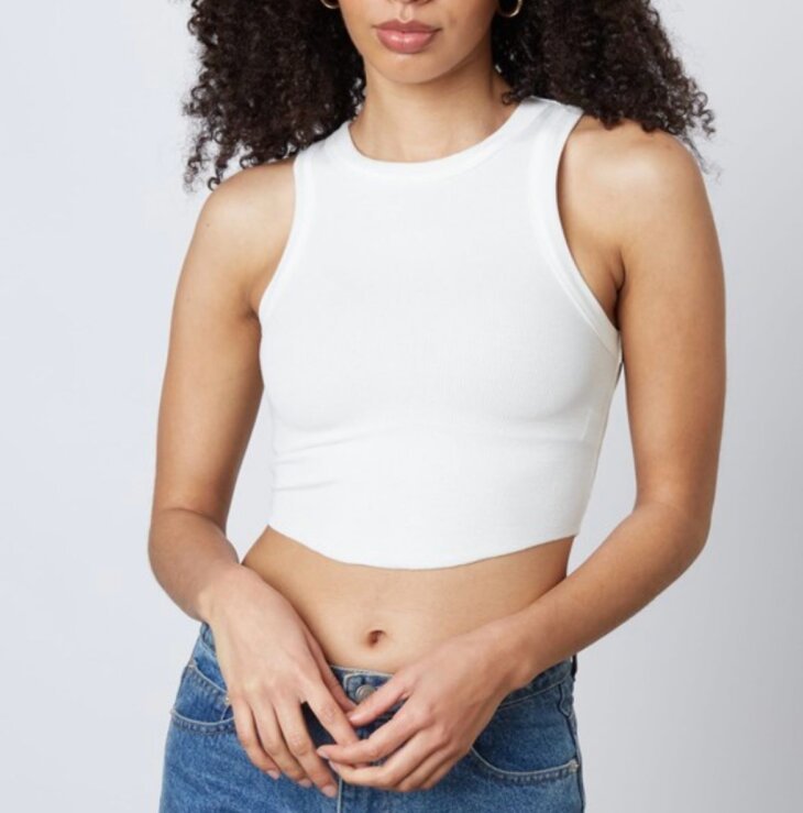 Ribbed High Neck Crop Tank