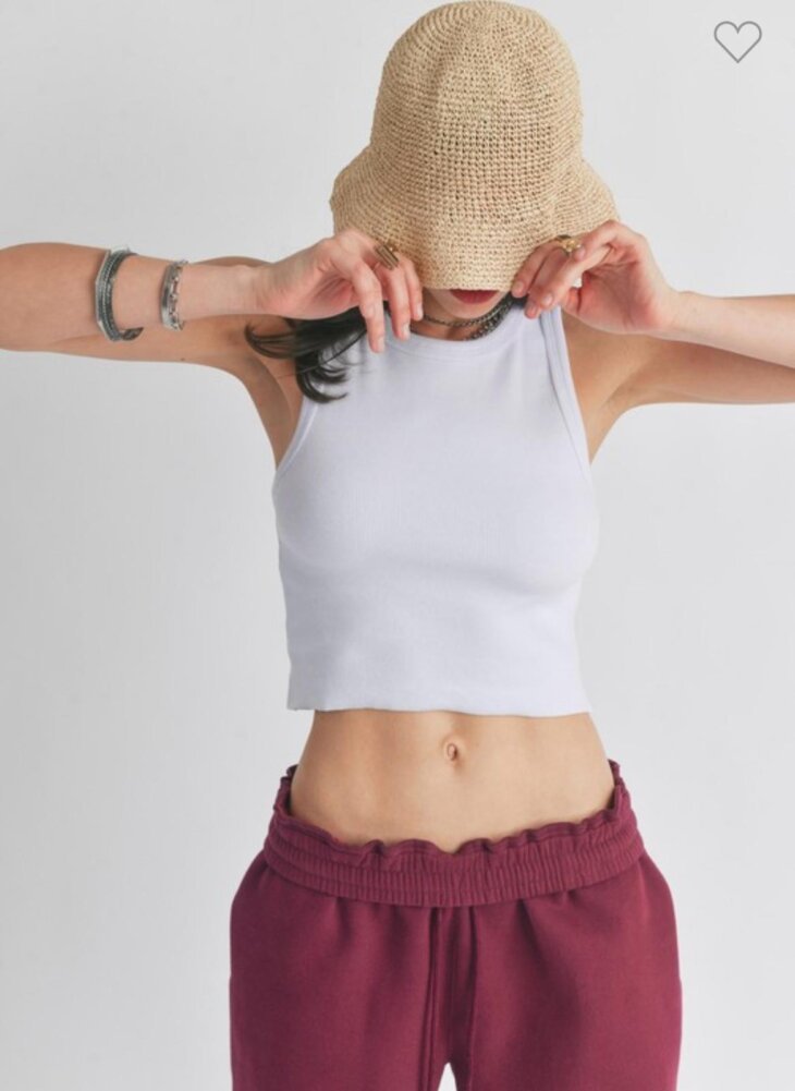 Mid Length High Neck Ribbed Tank