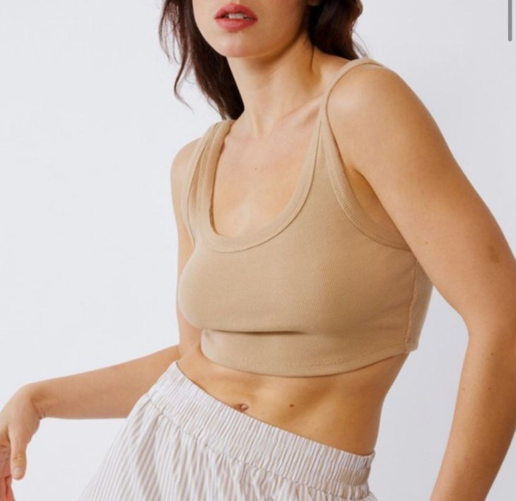 Ribbed Cropped Scoop Neck Tank