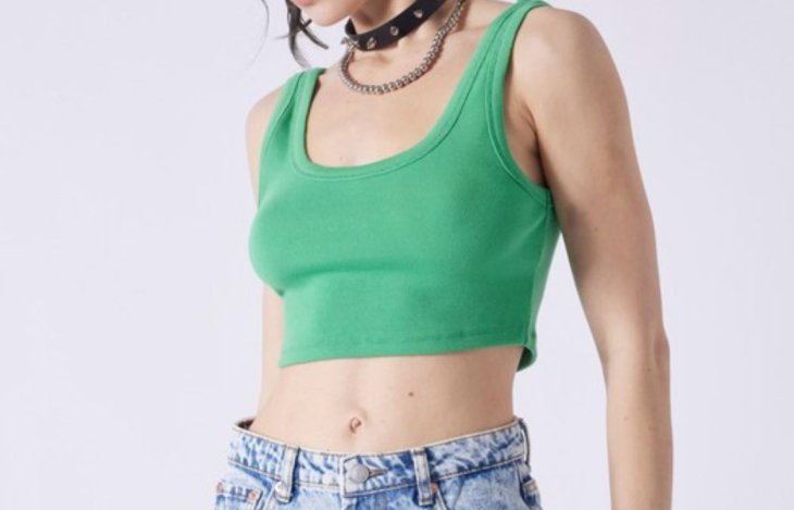 Ribbed Cropped Scoop Neck Tank - Image 2